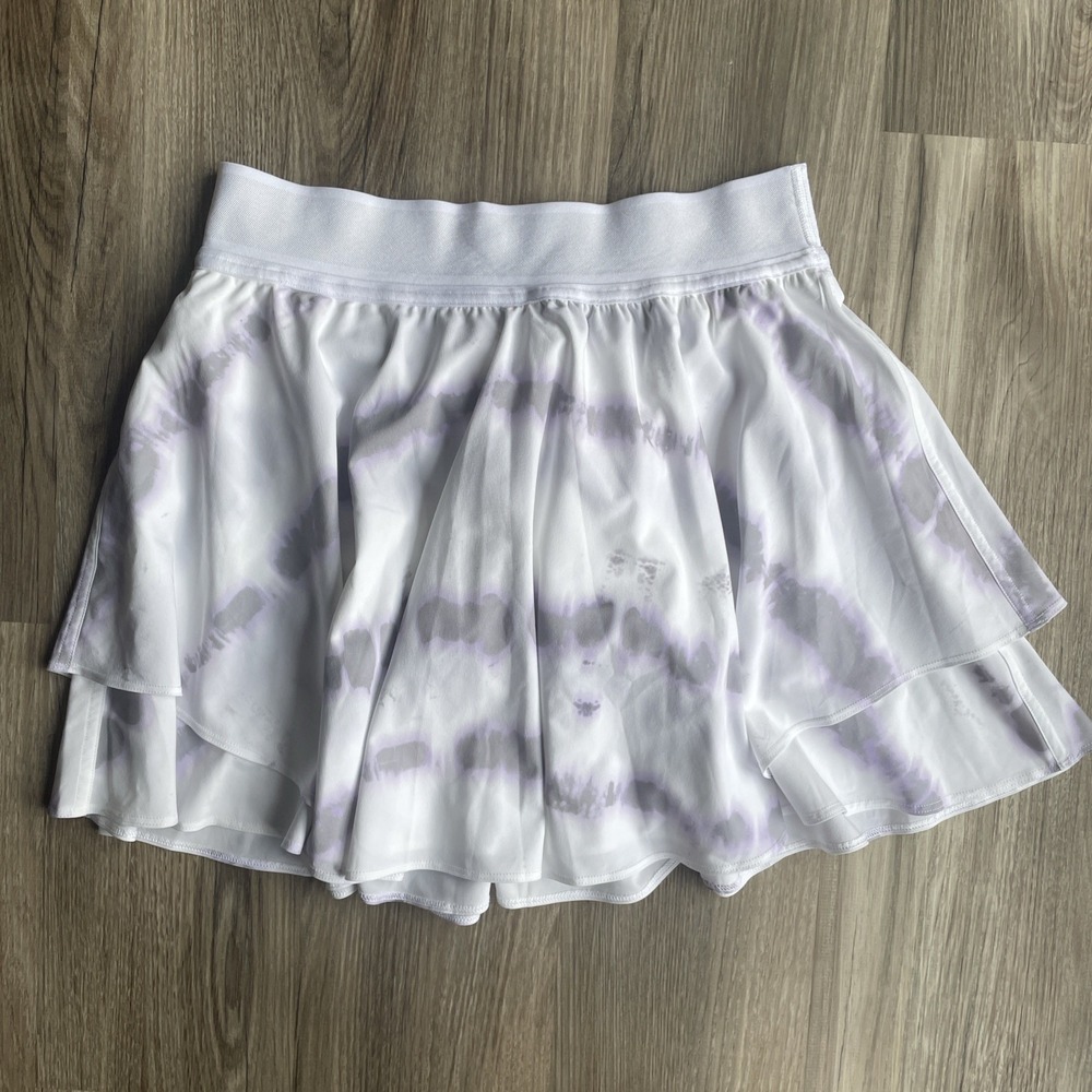 Lululemon Court Rival High Rise Skirt 6 White Purple Tie Dye Tennis Skort - Picture 2 of 7